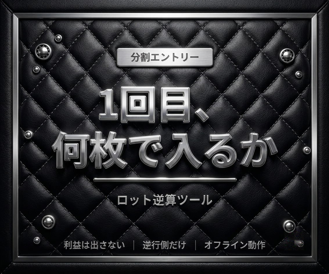 分割エントリーのロット逆算ツールを渡します 利益は表示しません。逆行側だけを計算します イメージ1