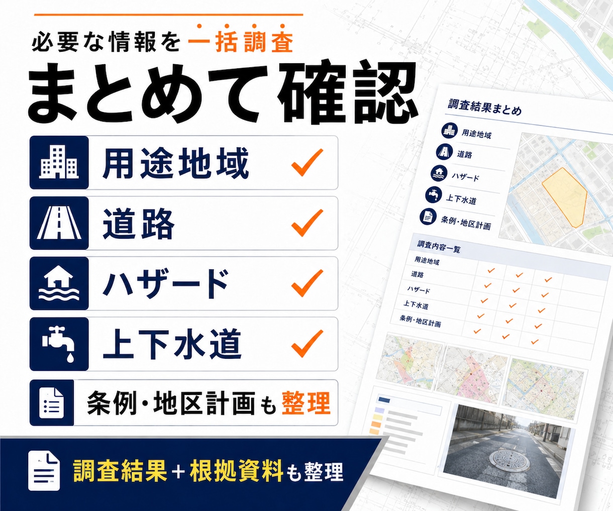 建築前の敷地調査報告書を作成します 用途地域・道路・ハザードなど土地の建築情報をまとめて敷地調査 イメージ3