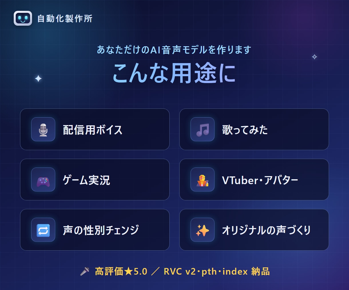 あなただけのRVCのモデルを作ります なりたい音声を送るだけであなたも好きな声で配信ができます！ イメージ3