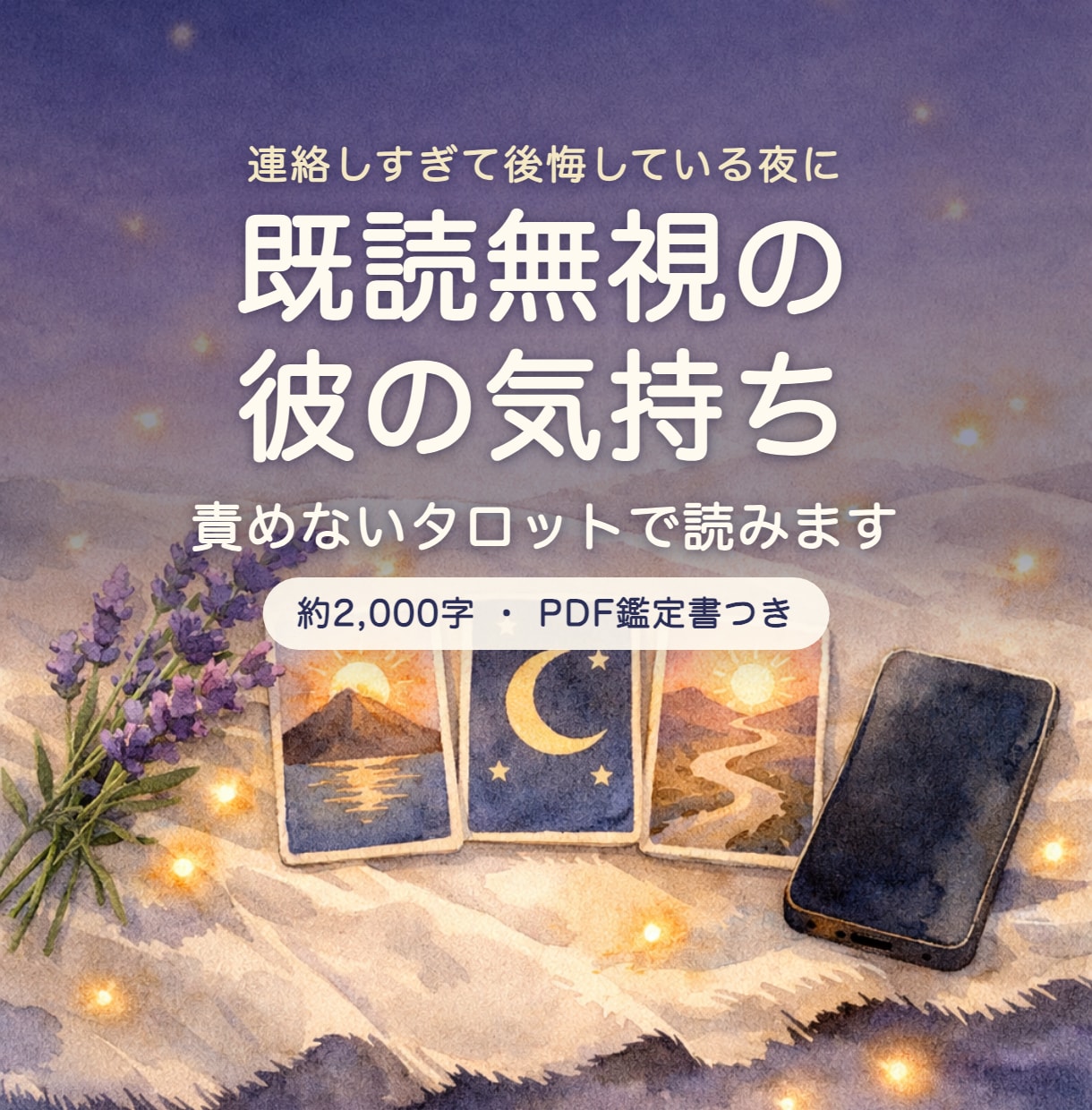 既読無視の彼の気持ち｜責めないタロットで読みます 約2,000字＋PDF鑑定書｜責めずに今夜できることまで イメージ1