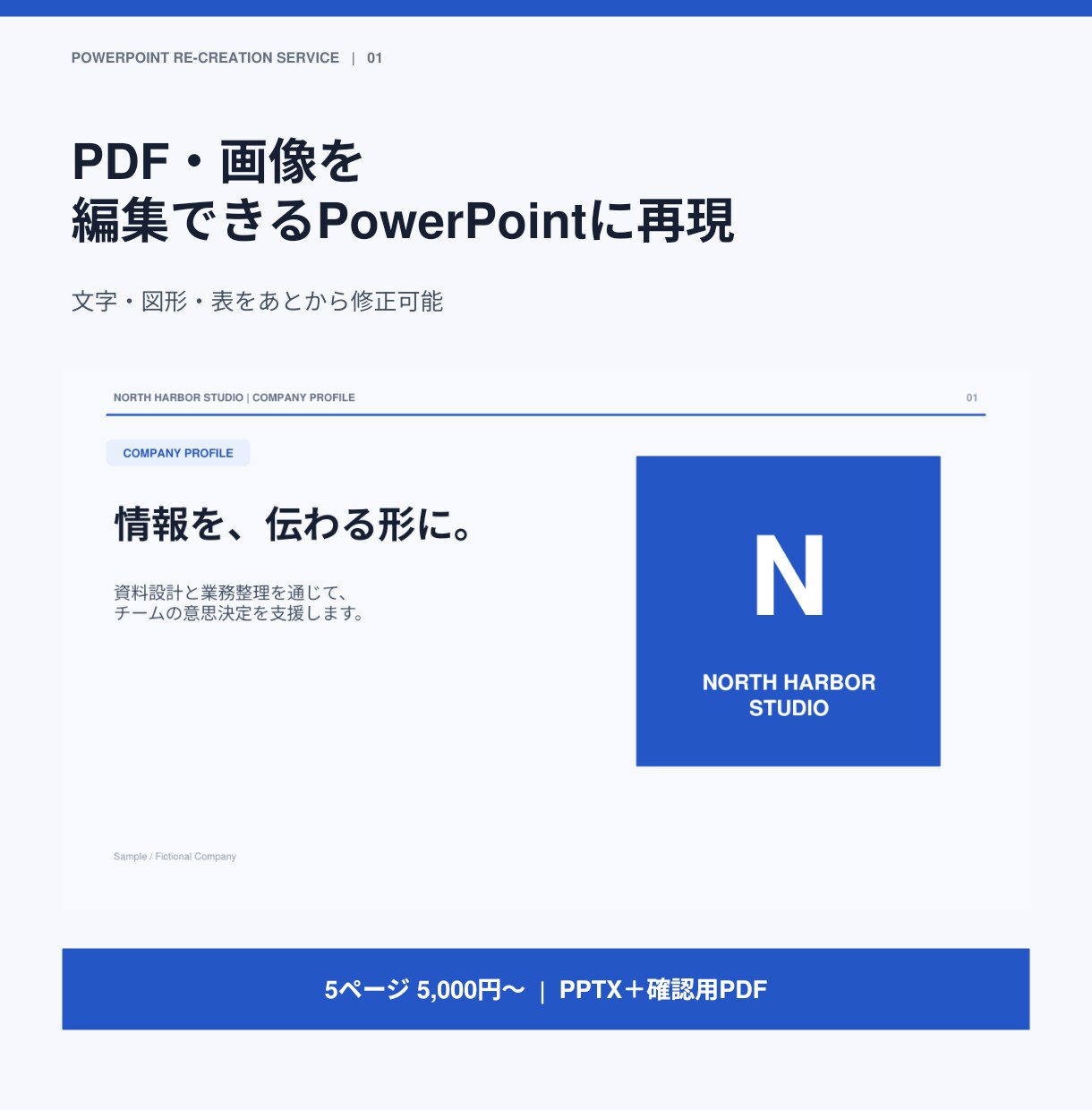 PDF・画像を編集できるパワポに再現します 修正できない資料を、文字・図形まで編集可なパワポへ変換します イメージ1