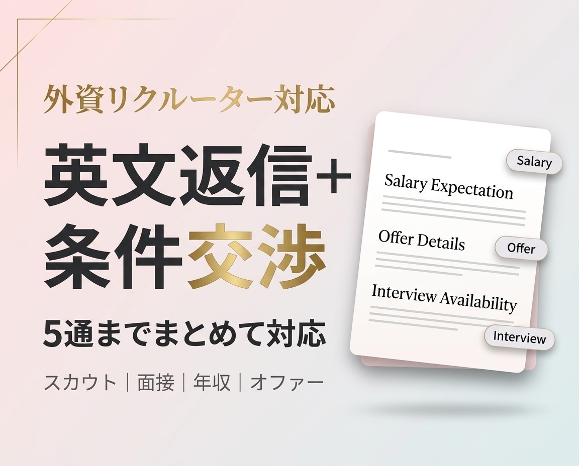 1. 外資転職リクルーターへの英文返信5通作ります 英文返信メール5通作成＋年収・条件交渉までまとめて対応 イメージ1