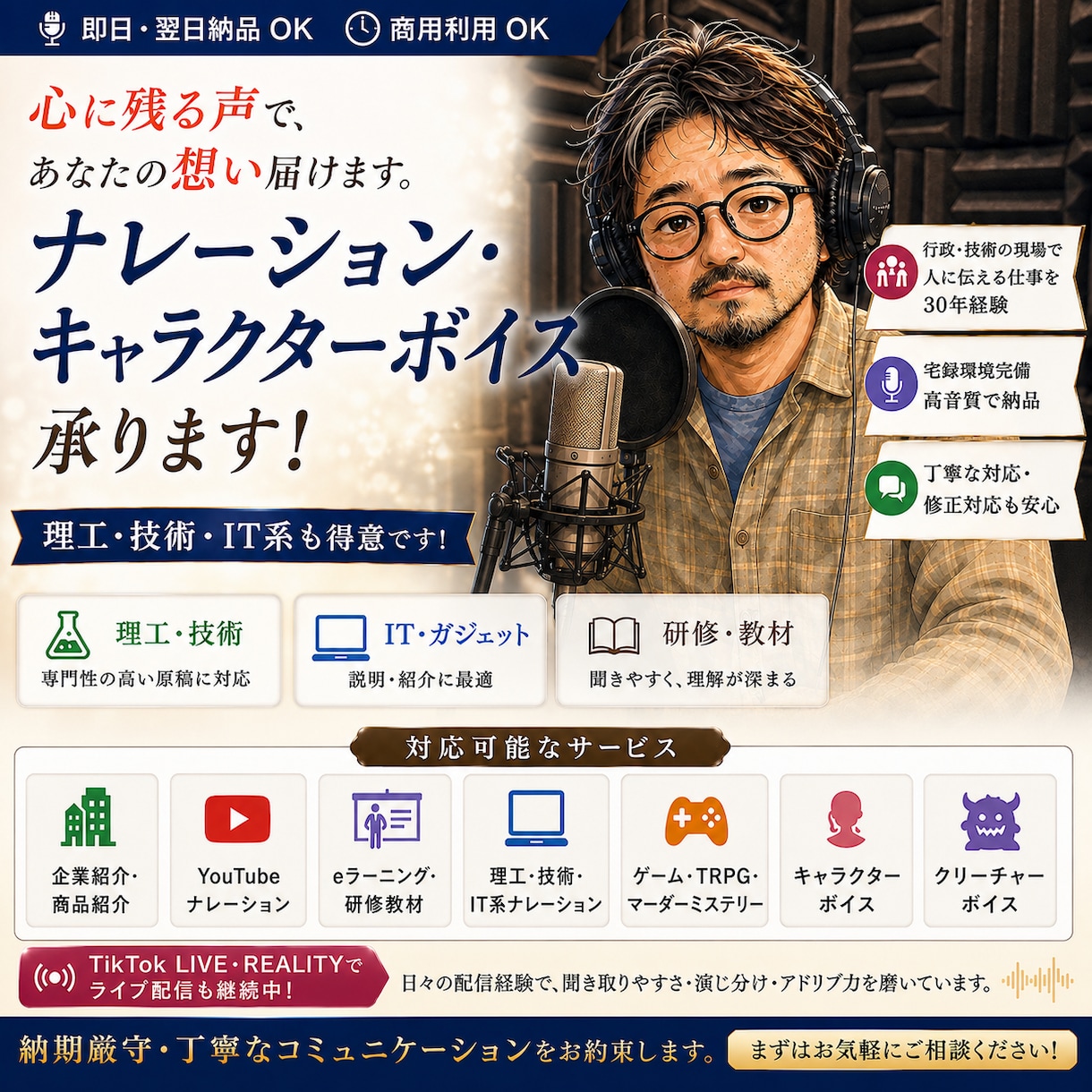 心に残る声で、あなたの想いを届けます 技術・ITからキャラボイス・クリーチャーボイスまで対応！ イメージ1