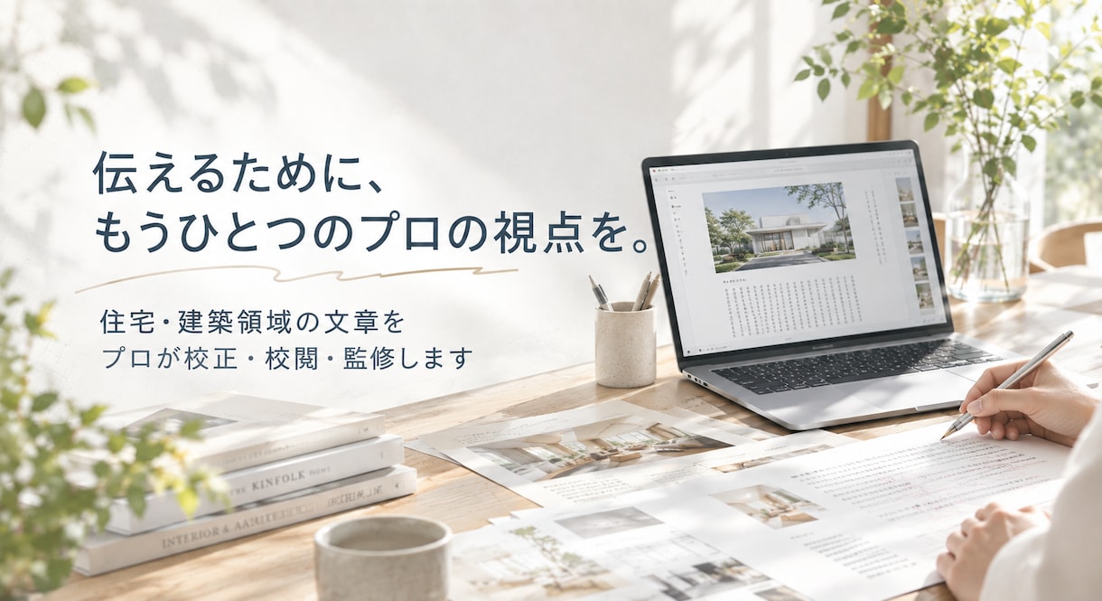 住宅・建築領域の文章をプロが校正・校閲・監修します 高い専門性と伝わりやすさの双方を実現したい企業様へ イメージ1