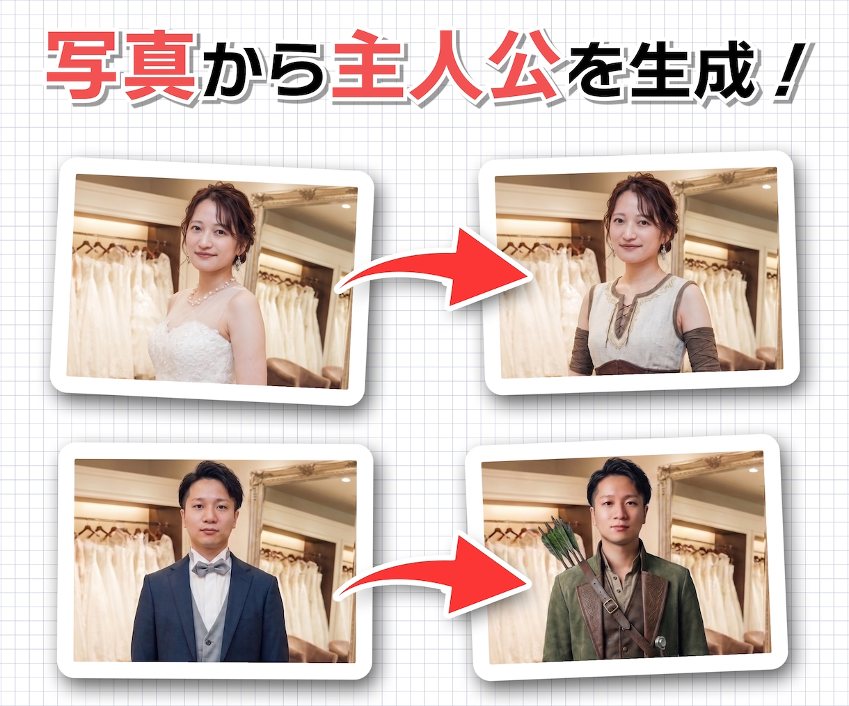 ファンタジー映画予告風ウェディングムービー作ります 生成AIで映画の中の登場人物になりファンタジー世界を旅しよう イメージ1
