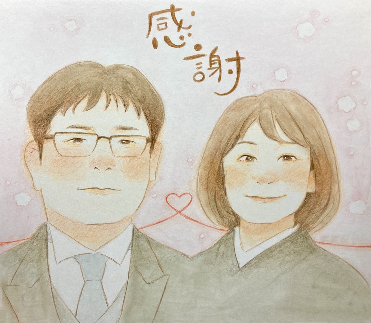ふんわりやわらかタッチで両親贈呈品お描きします 日頃感謝の気持ちを込めて似顔絵をプレゼントしませんか イメージ10