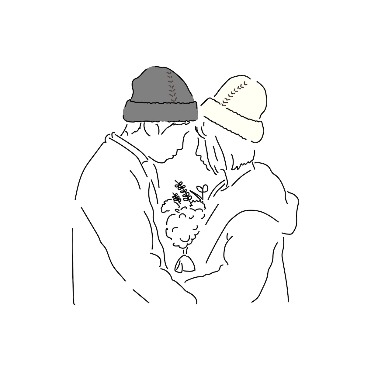 お写真からおしゃれなカップル線画イラストを描きます お２人の素敵な日常や記念日・入籍などの特別な日をイラストに イメージ3