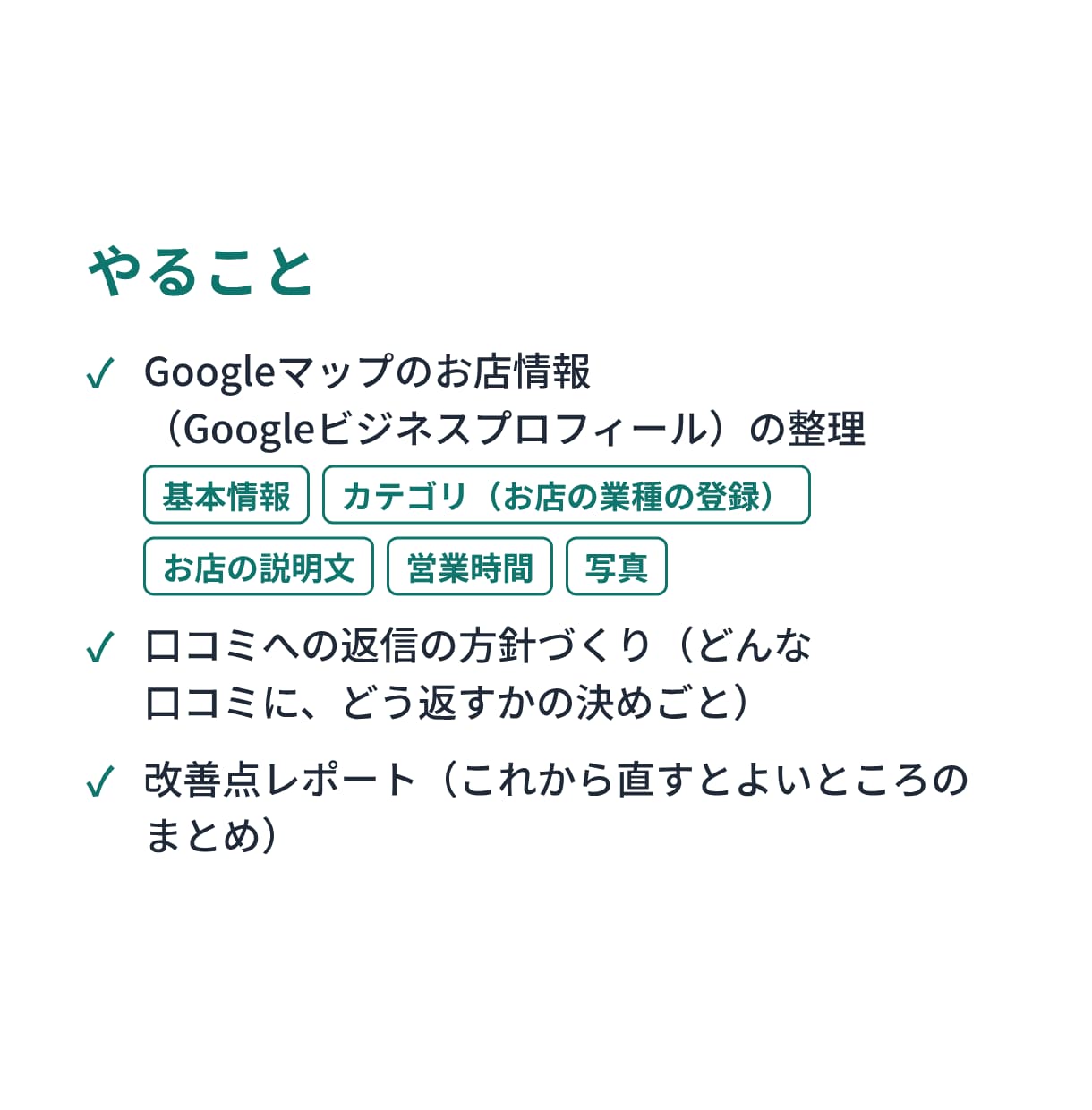Googleマップのお店情報を7日で整えます 基本情報・写真の整理と口コミ返信の方針、改善点レポート付き イメージ2