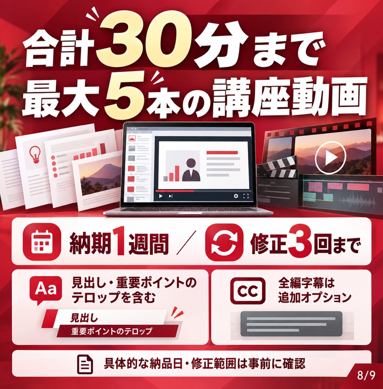 知識や経験を伝えるオンライン動画講座を作ります 台本・スライドから動画まで、講座づくりをまとめてお任せ イメージ8