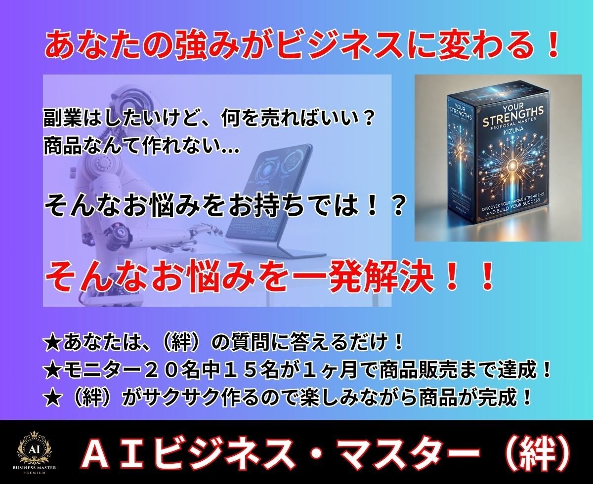 副業初心者でもOK！AIが売れる商品を提案します 質問に答えるだけ！AIが副業商品を5つ提案！ イメージ1