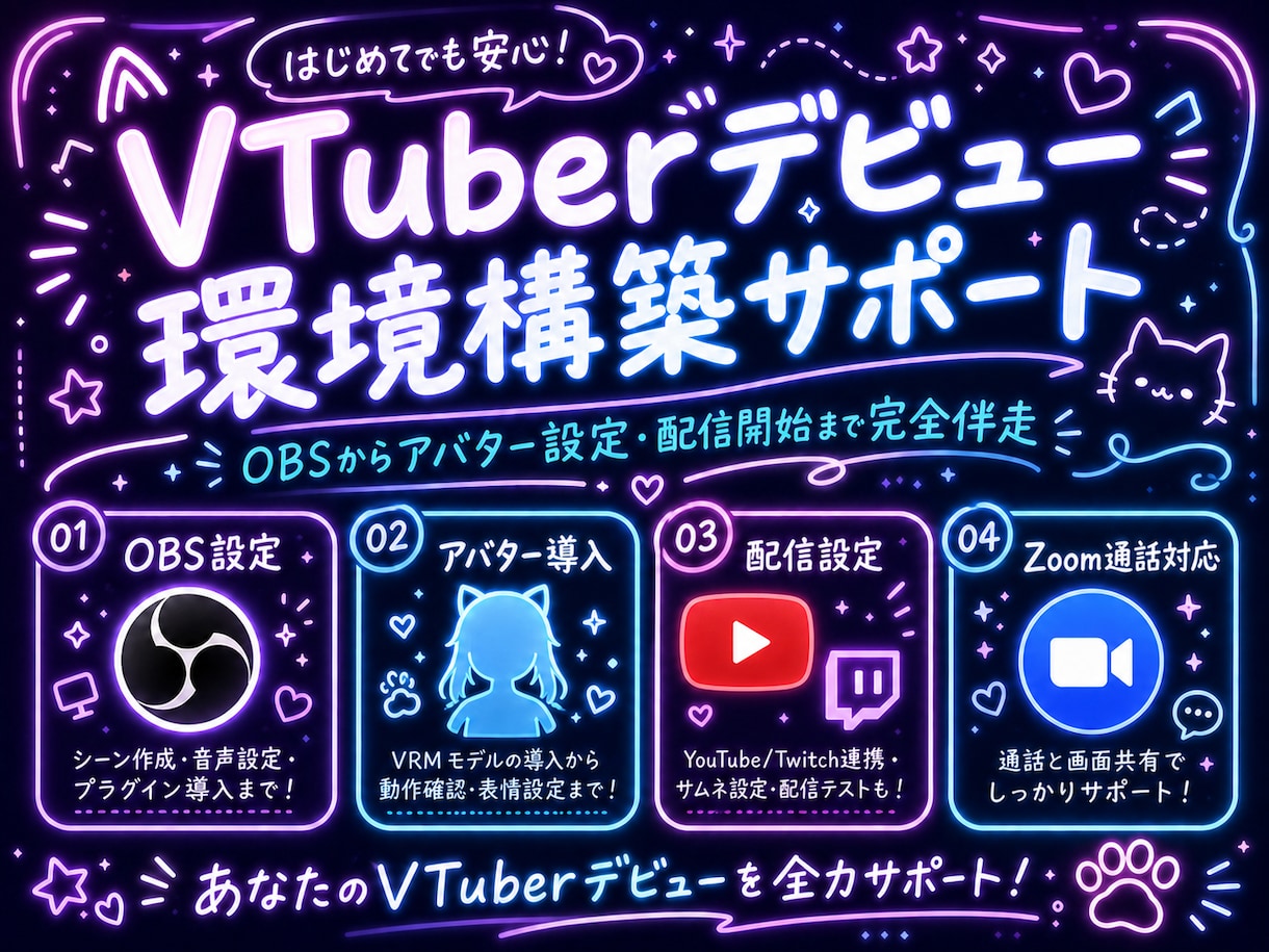 配信デビューの環境構築をまるごとお手伝いします VTuber経験者が、環境構築を最初から最後まで伴走します イメージ1