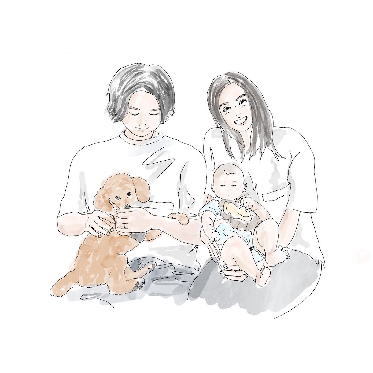 シンプル&オシャレに人物やペットのイラスト描きます 「大切な思い出を一枚のイラストに」プレゼントにも◎ イメージ4