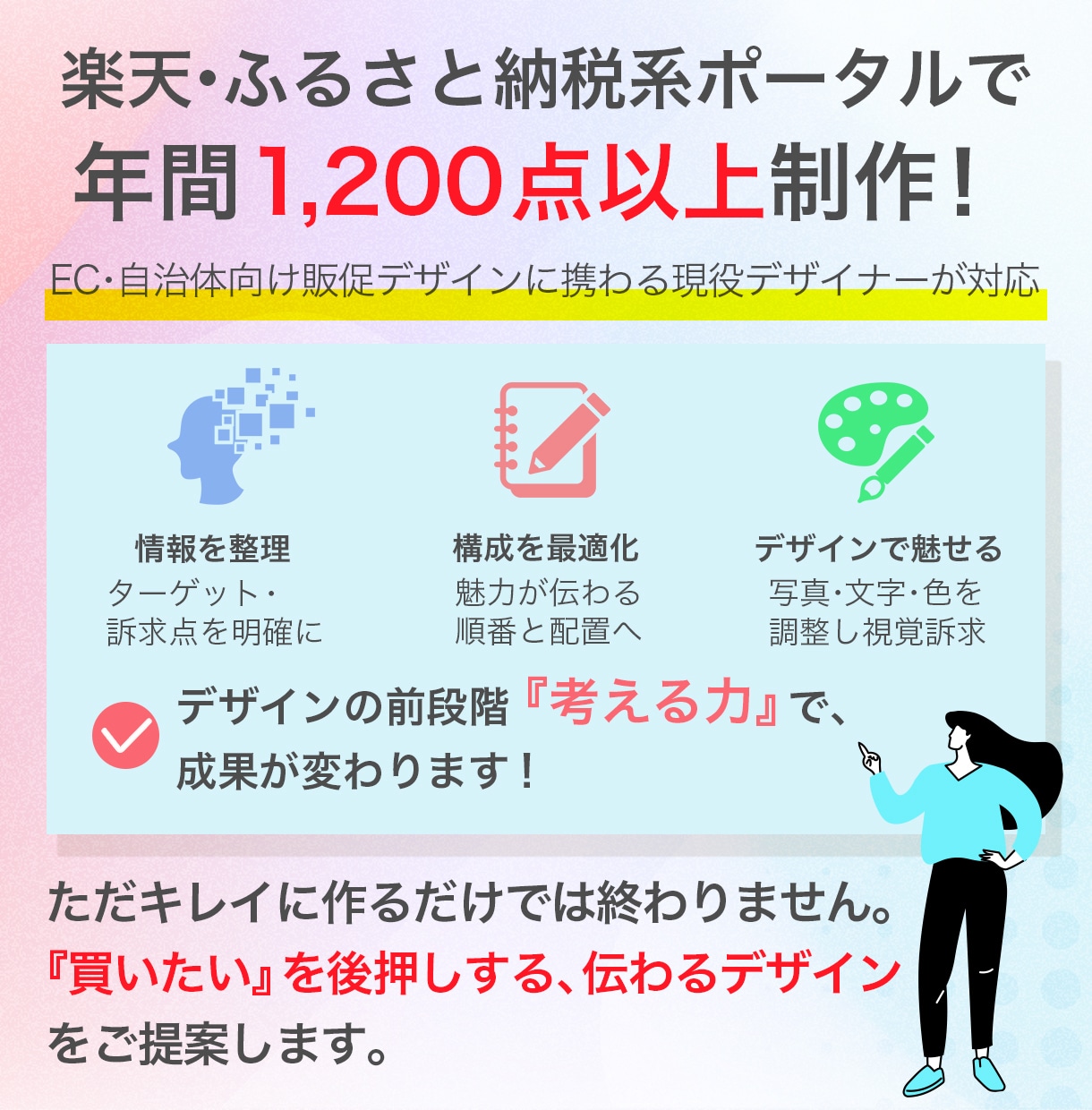 楽天EC◎プロが選べれるLP・商品ページ作ります 楽天・ECの現役プロが作る！売れる商品画像・バナー・LP制作 イメージ3