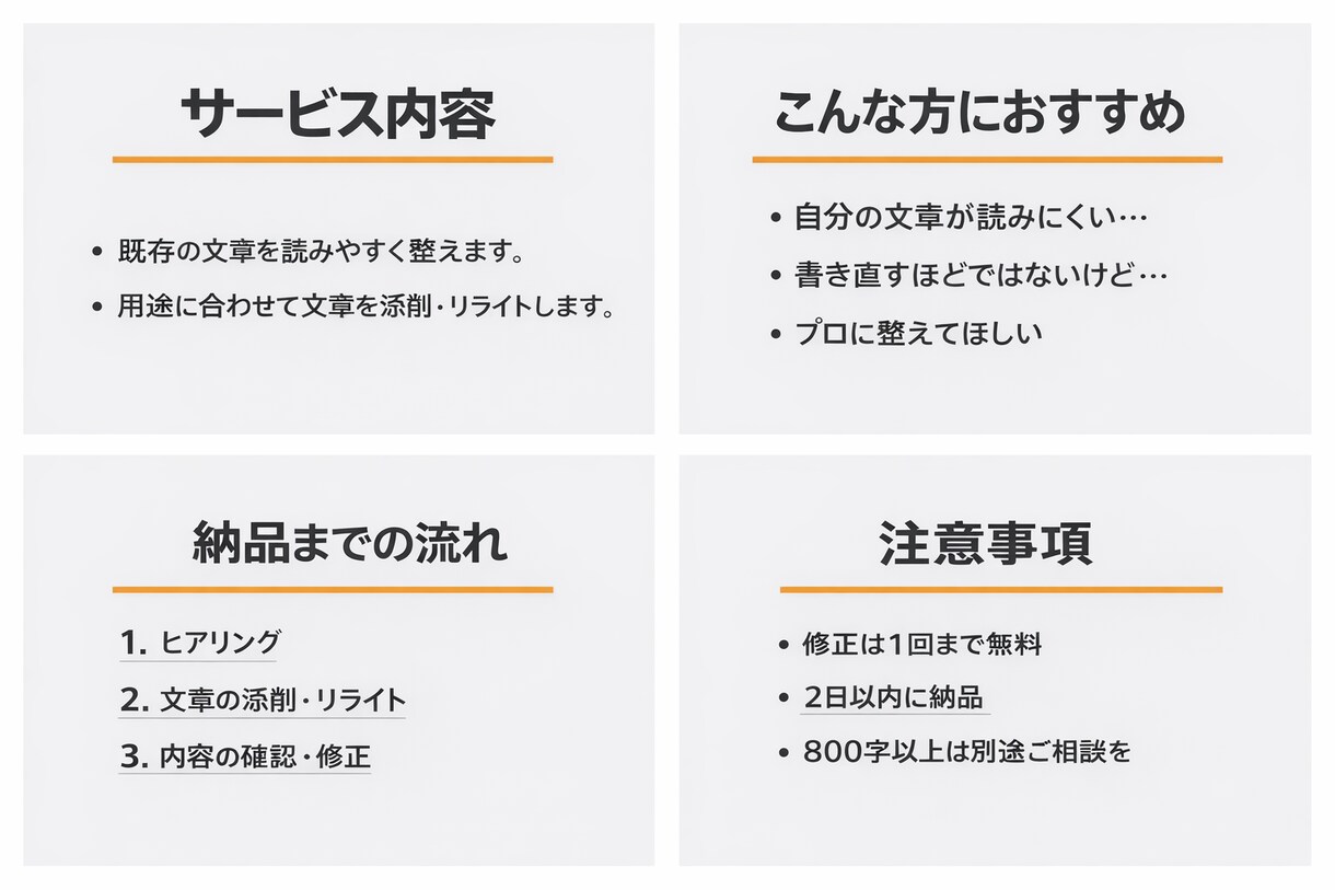 文章を読みやすく整えます 今ある文章を、読み手に伝わる形に整えます イメージ1