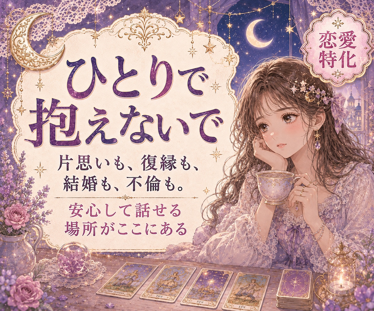 恋愛のお悩みを霊視タロットで鑑定します 運命 / 片思い / 結婚 / 離婚 / 不倫 等... イメージ3