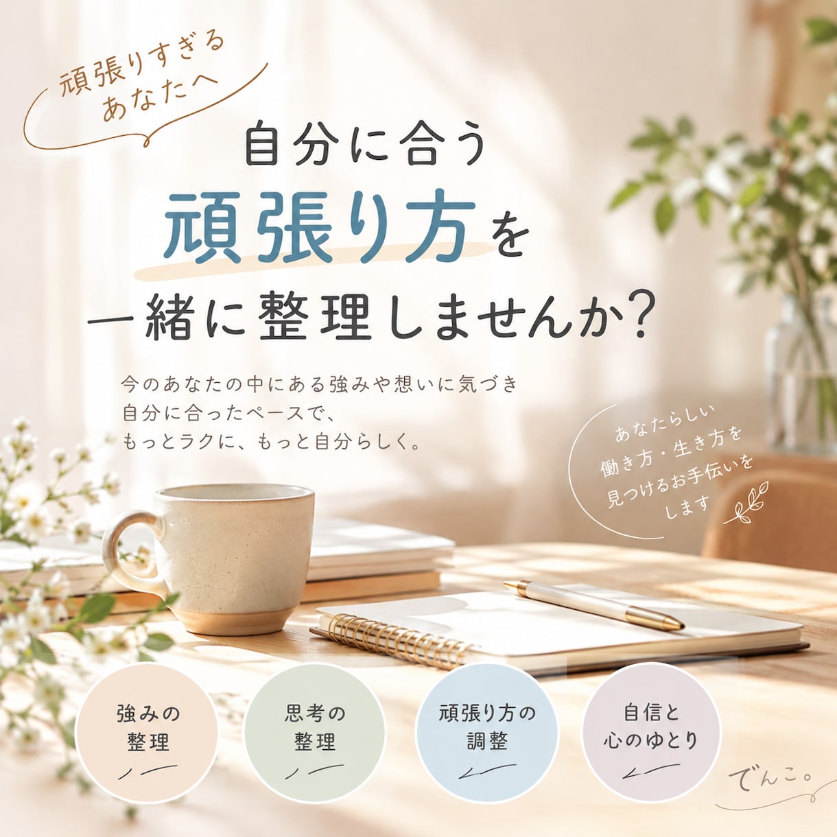 自分の強みと頑張り方を一緒に整理します 自分では気づけない強みを見つけ、これからに活かすヒントを探す イメージ1