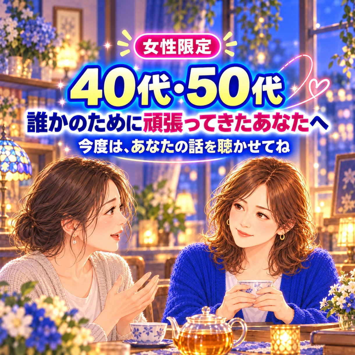 40代・50代女性のお話をやさしく聴きます 誰かの為に頑張ってきたあなたへ今度はあなたの話を聴かせてね イメージ1
