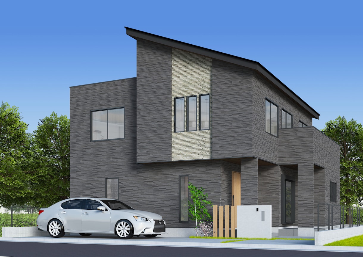 戸建住宅の外観３Dパースを作成致します 平面上の建物を立体図としてイメージいただけます。 イメージ2