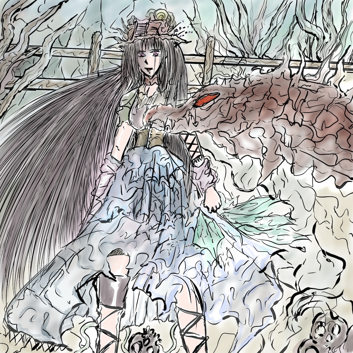 ダークファンタジーのイラストを描きます 私にしか描けない絵柄の綺麗でダークな絵を描いています！ イメージ3