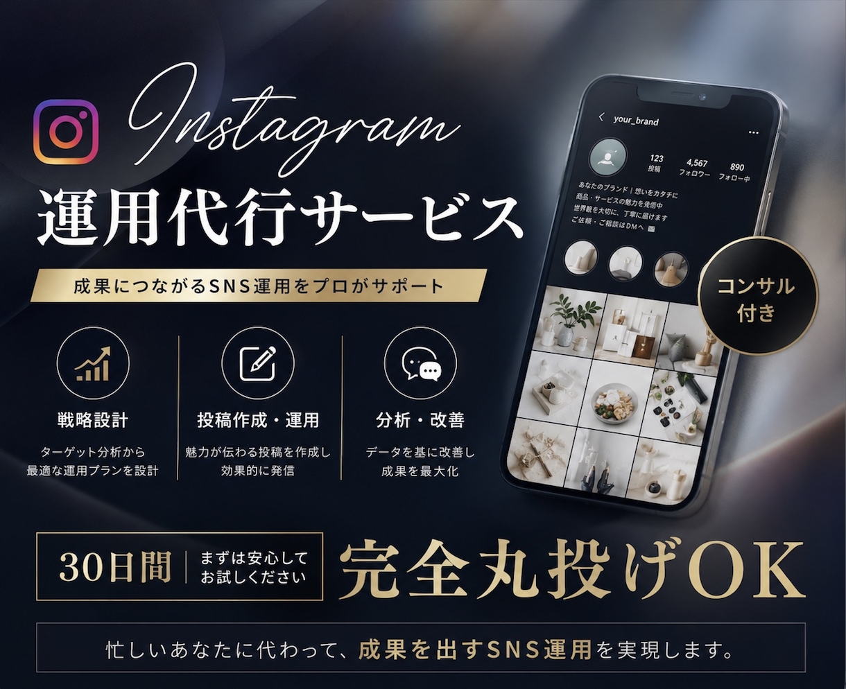 丸投げOK!!Instagram運用代行致します あなたの運用を30日間お任せ下さい！ イメージ1
