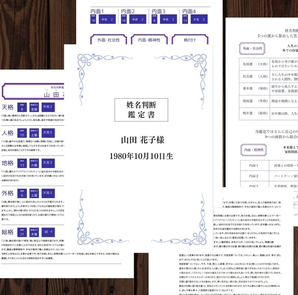 あなただけのオリジナル「姓名判断鑑定書」を作ります 迷いを晴らし、輝く一歩を踏み出すお手伝いをいたします イメージ1