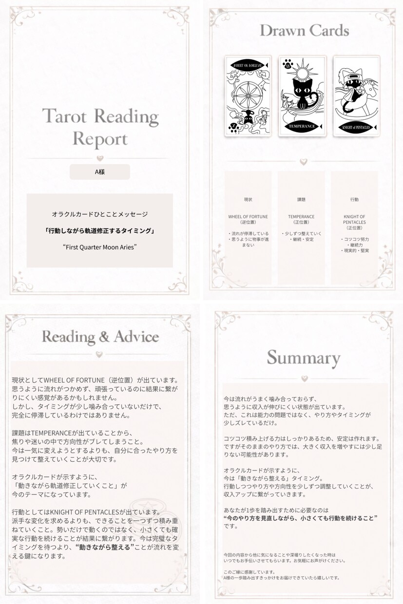 もやもやを言語化し現状と行動をタロットで導きます 現状・課題・行動の流れを整理し、次の一歩が分かるリーディング イメージ2
