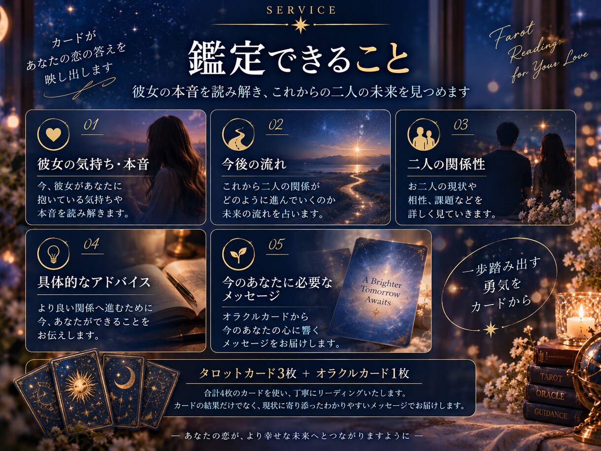彼女の本音・今後をタロットで読み解きます 彼女の言葉にならない本音をカードから読み解きます イメージ3