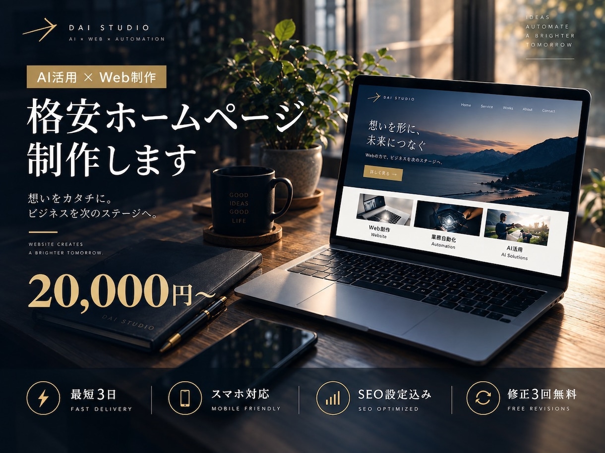 企業・店舗のホームページを制作します 制作例を公開｜構成・文章・スマホ対応まで一括 イメージ1