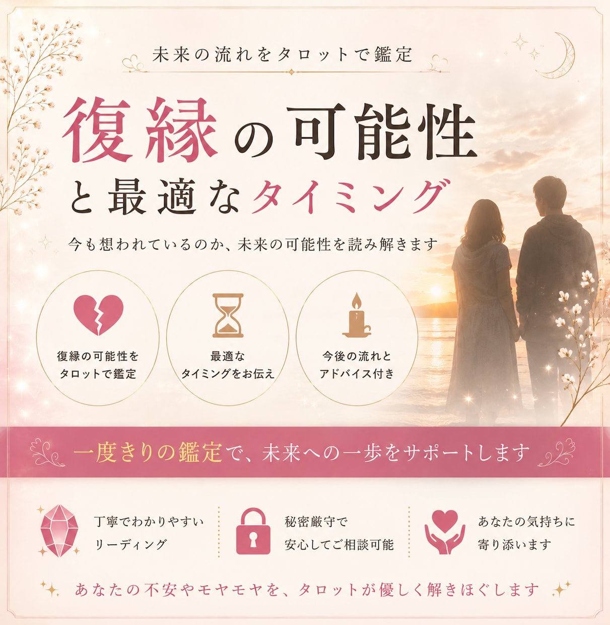 復縁鑑定｜元彼の気持ち・復縁の可能性と時期を視ます 今も想われているのか未来の流れを読み解く イメージ1