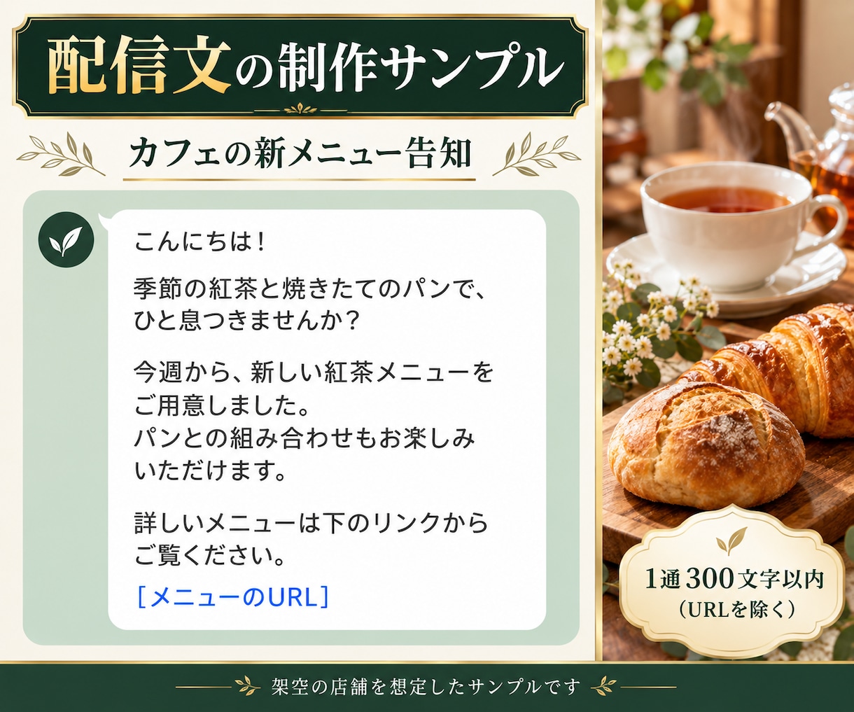 LINE公式の配信文を5通作成します 店舗向け！告知・来店案内をコピペで使える文章に イメージ2