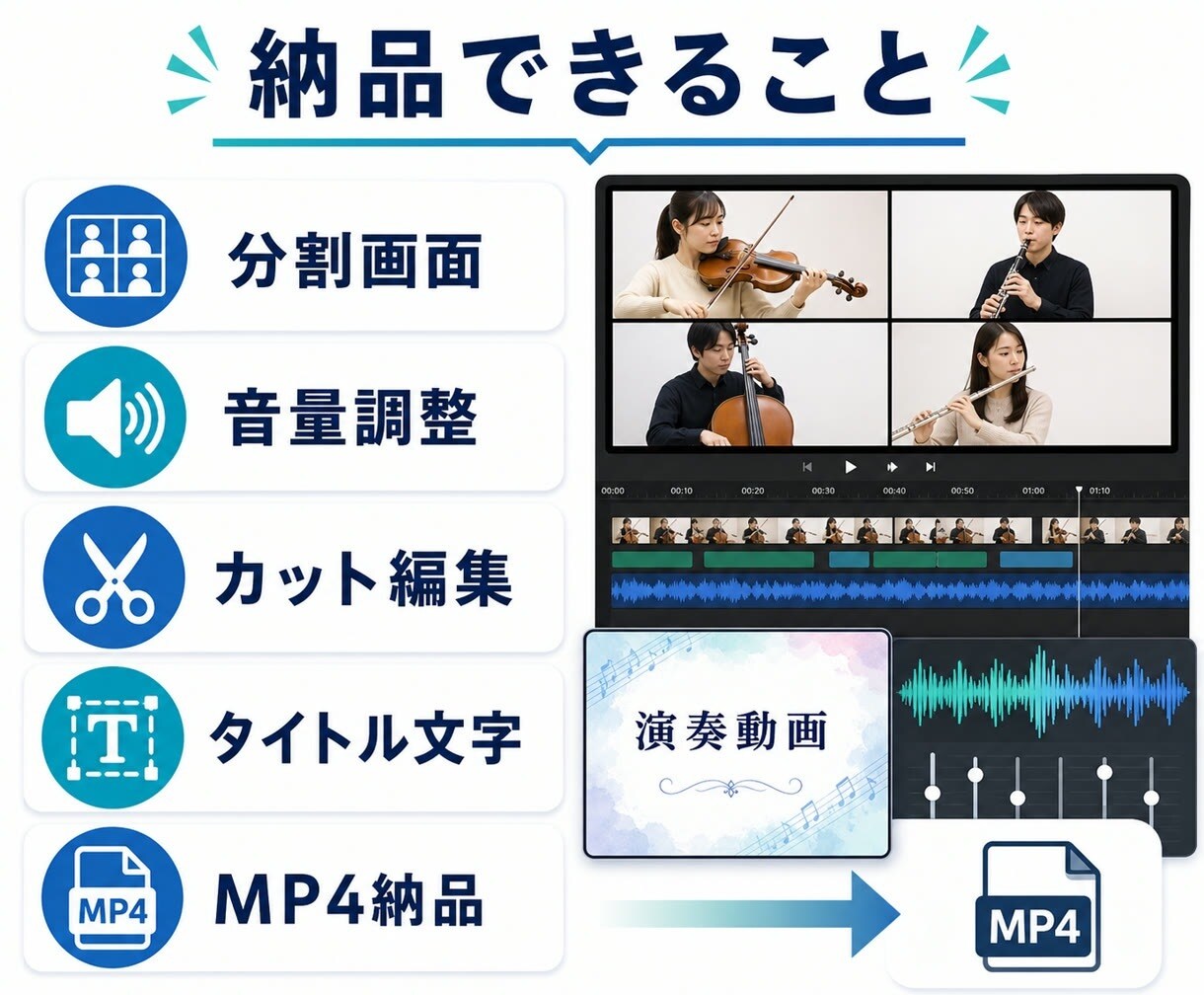 オンラインセッション・演奏動画を編集します 別撮り・複数カメラ・画面分割に対応します イメージ3