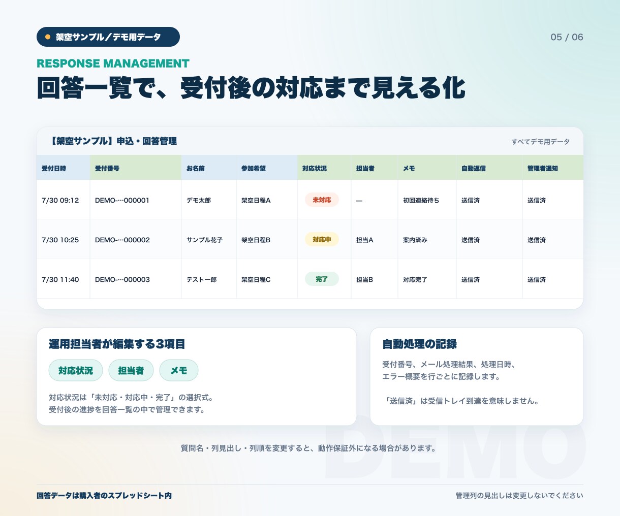 Googleフォームの受付業務を自動化します 申込受付・自動返信・回答管理をまとめて自動化 イメージ8
