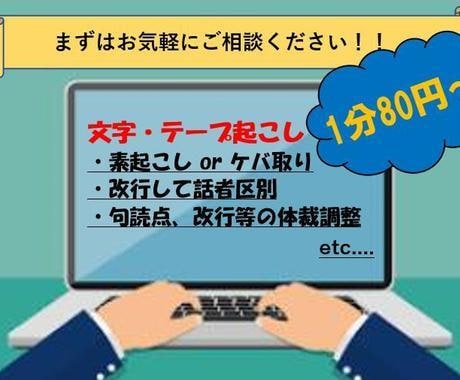 最短即日‼1分80円〜音声の文字起こしを致します 音声自動ソフトを駆使して、正確なテープ起こしをします！ イメージ1