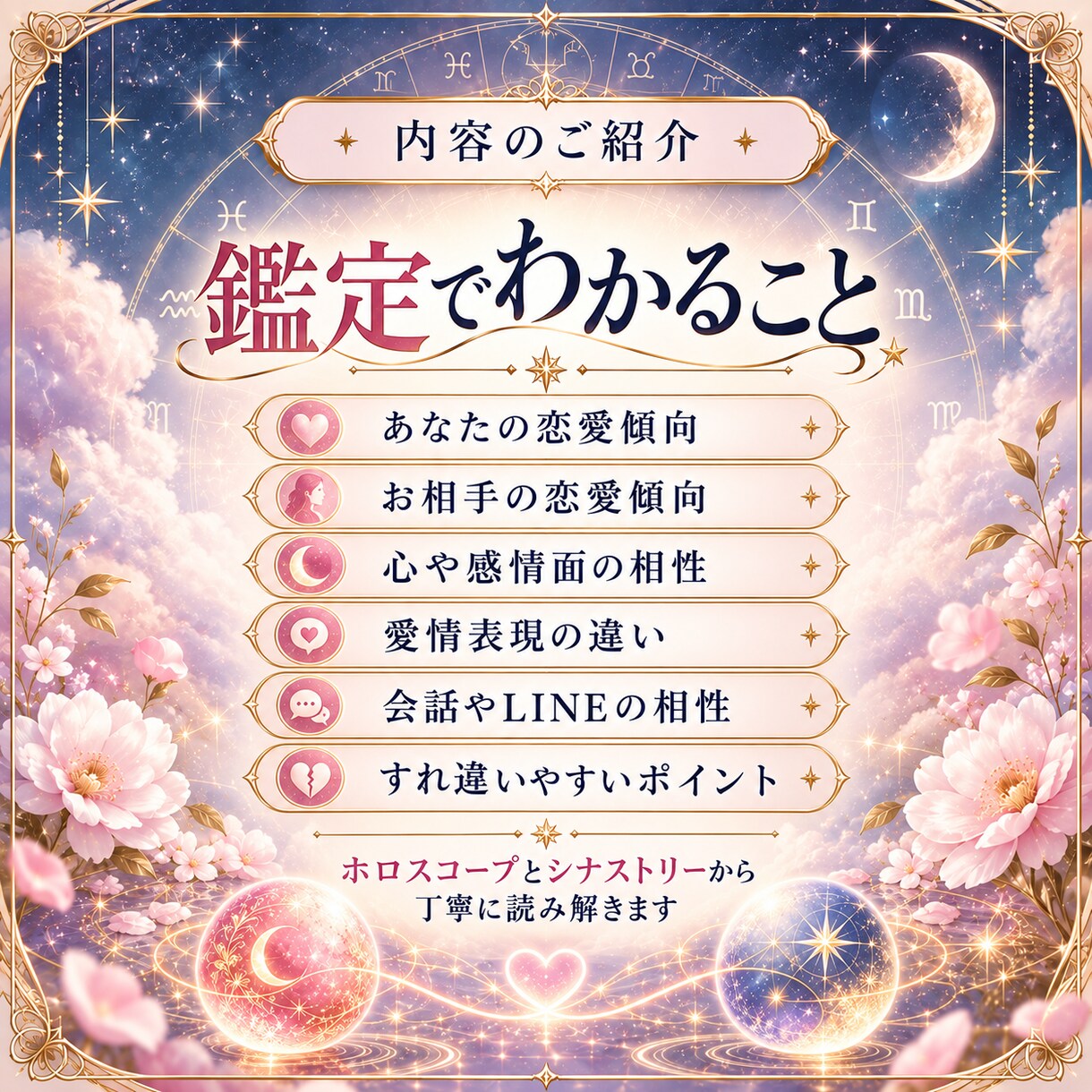 ふたりの恋愛設計図を星から読み解きます 相性だけで終わらない保存版の恋愛鑑定書です イメージ3