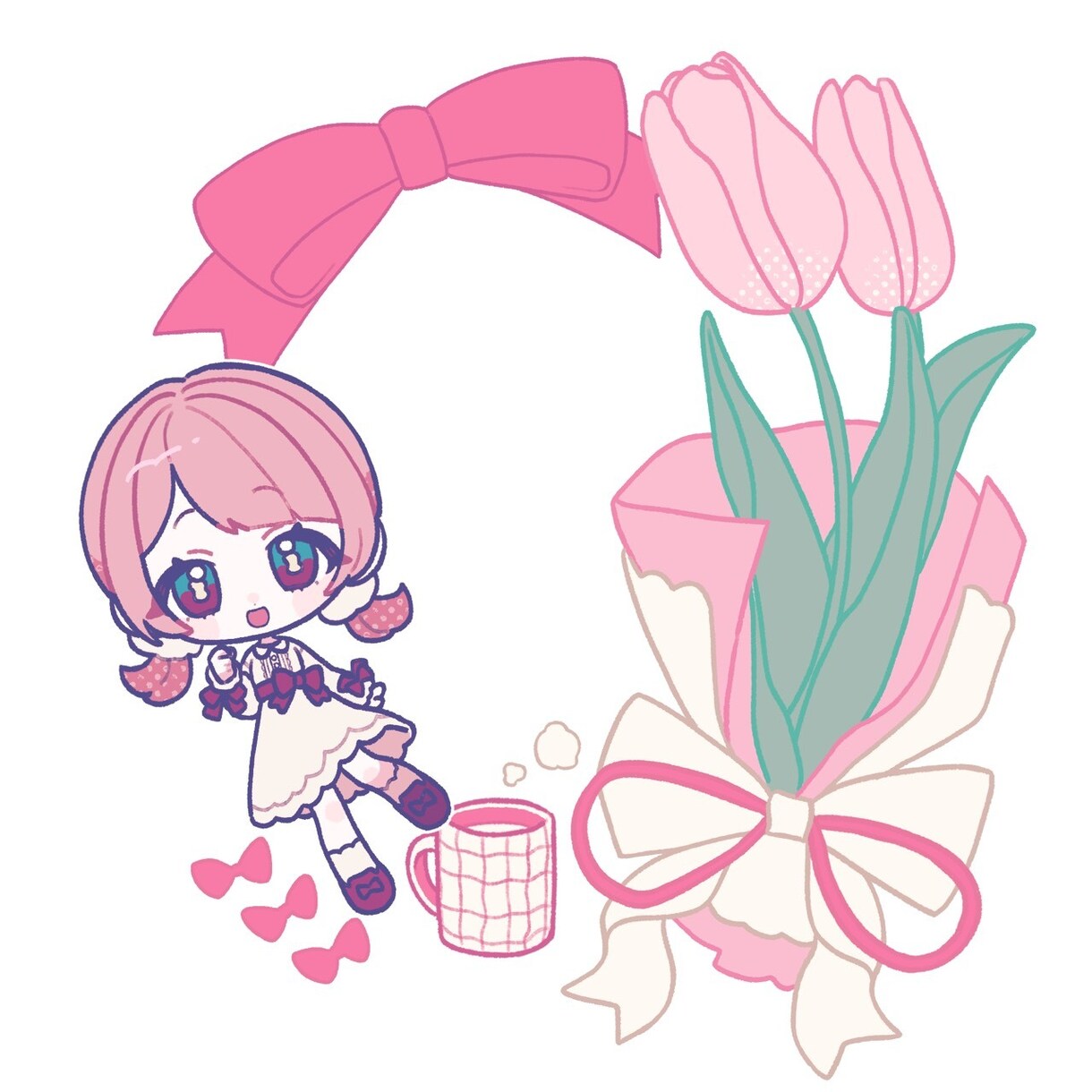 リース型モチーフデフォルメイラストお描きします モチーフを散りばめたリース型のデフォルメイラスト制作します！ イメージ2