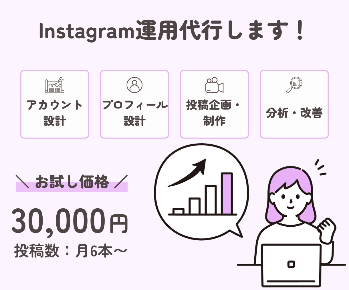 Instagram運用をまるごと代行します 企画・制作・投稿・分析まで一貫対応 イメージ1