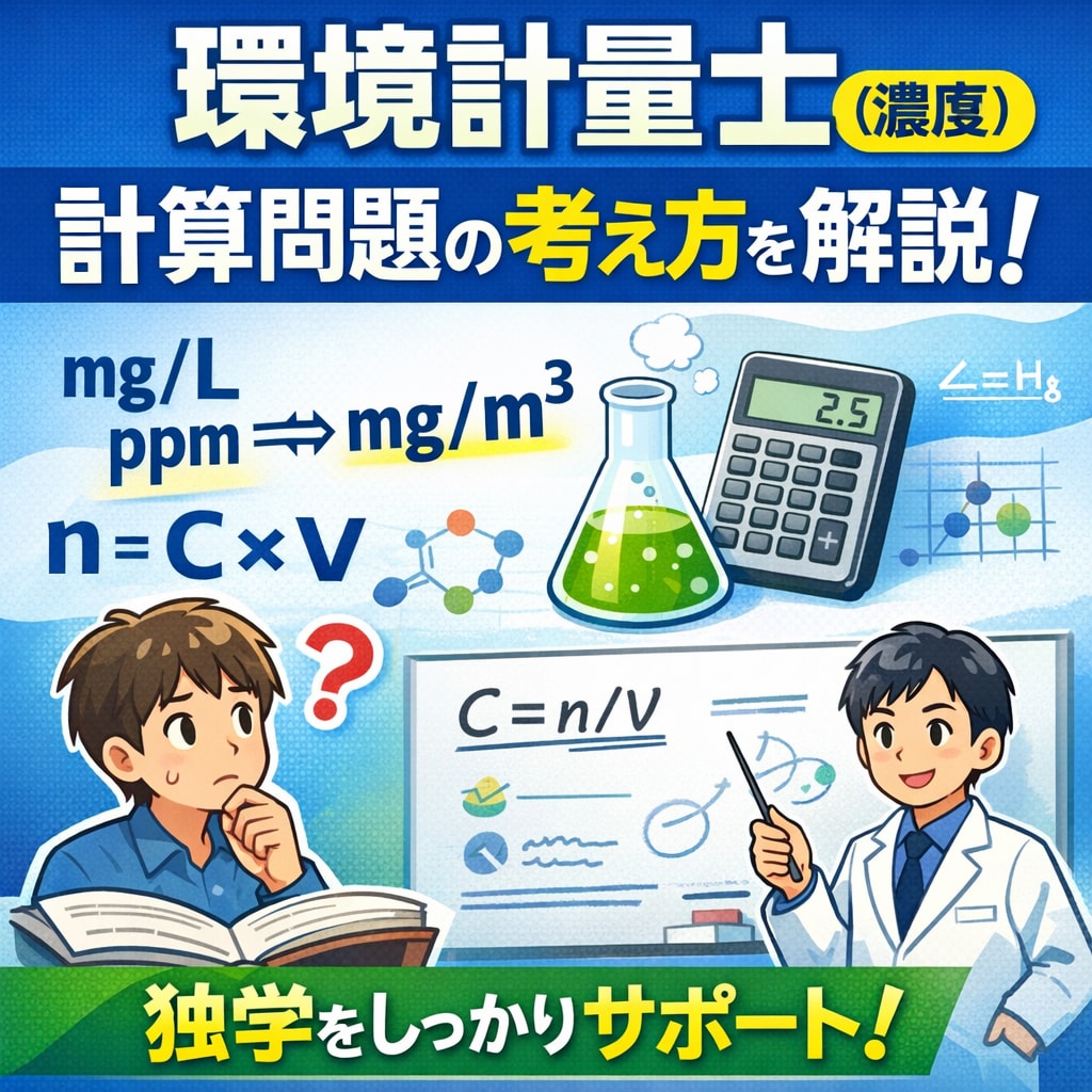 環境計量士（濃度）｜計算問題の考え方を解説します 公式は覚えたのに解けない人向け イメージ1