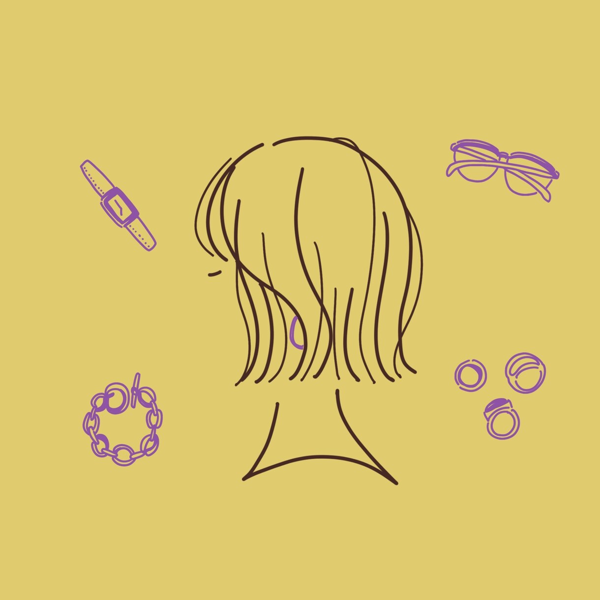 商用可◯おしゃれで個性的な横顔アイコン作ります ＊好きなアイテムを周りに可愛く描き込みます＊ イメージ3