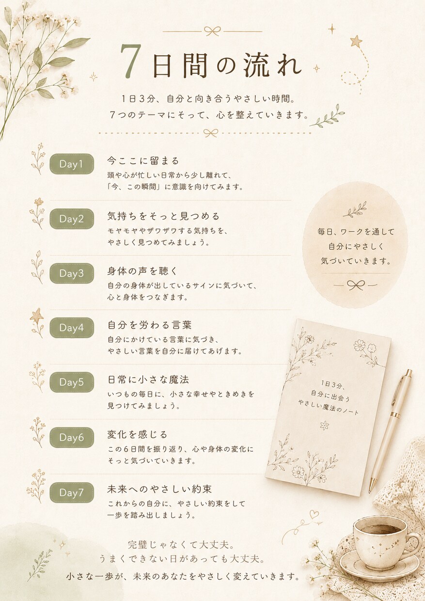 自分に出会うやさしい魔法の7日間ます 少しだけ自分を大切にする時間を作ってみませんか？ イメージ3