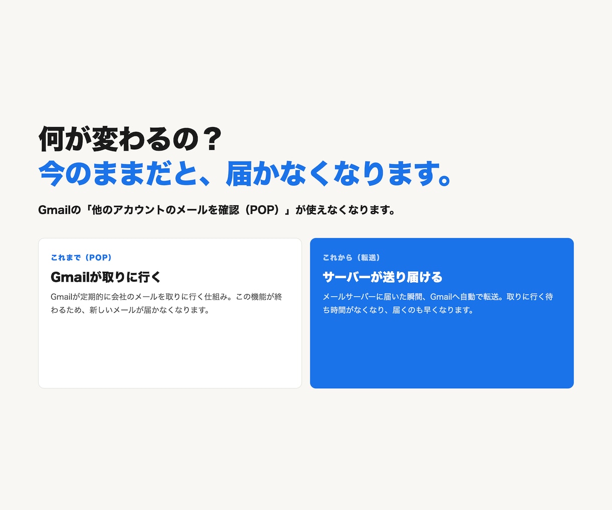 GmailのPOP終了！外部メール転送設定代行ます 2026年以降も安心！会社メールが届かなくなる前に設定代行 イメージ2