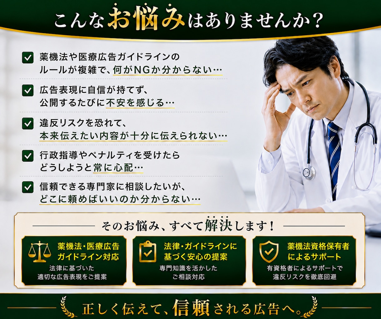医療広告ガイドラインを遵守した広告表現を提案します 広告実績3,500件以上！【資格】薬機法広告検定 イメージ3