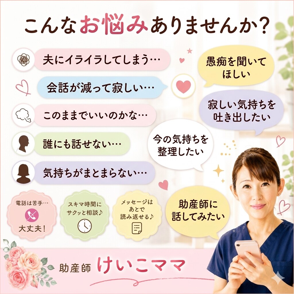 助産師が夫婦・人生のモヤモヤを30分聞きます ほっとする関西弁であなたのモヤモヤを30分チャットで聞きます イメージ2