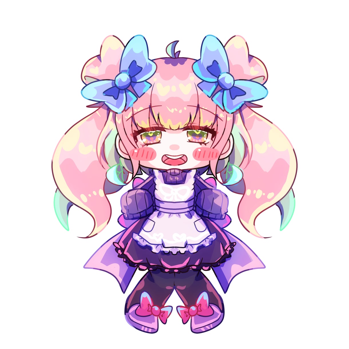 可愛いディフォルメイラスト描きます 髪がつやつやのデフォルメ（全身）イラストを描きます イメージ1