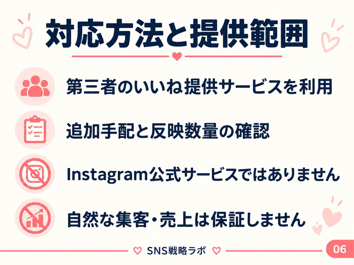 インスタいいね1500件を追加手配します 公開投稿1件対応／納品後7日・1回の減少補填 イメージ6