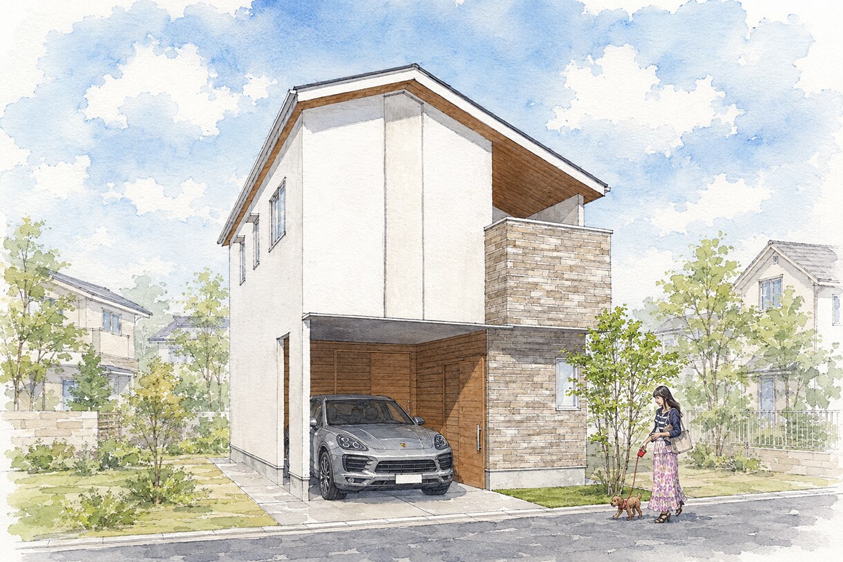 手描き建築外観パース（手書き）制作します 住宅・店舗をあたたかく魅せる手描き風表現 イメージ9