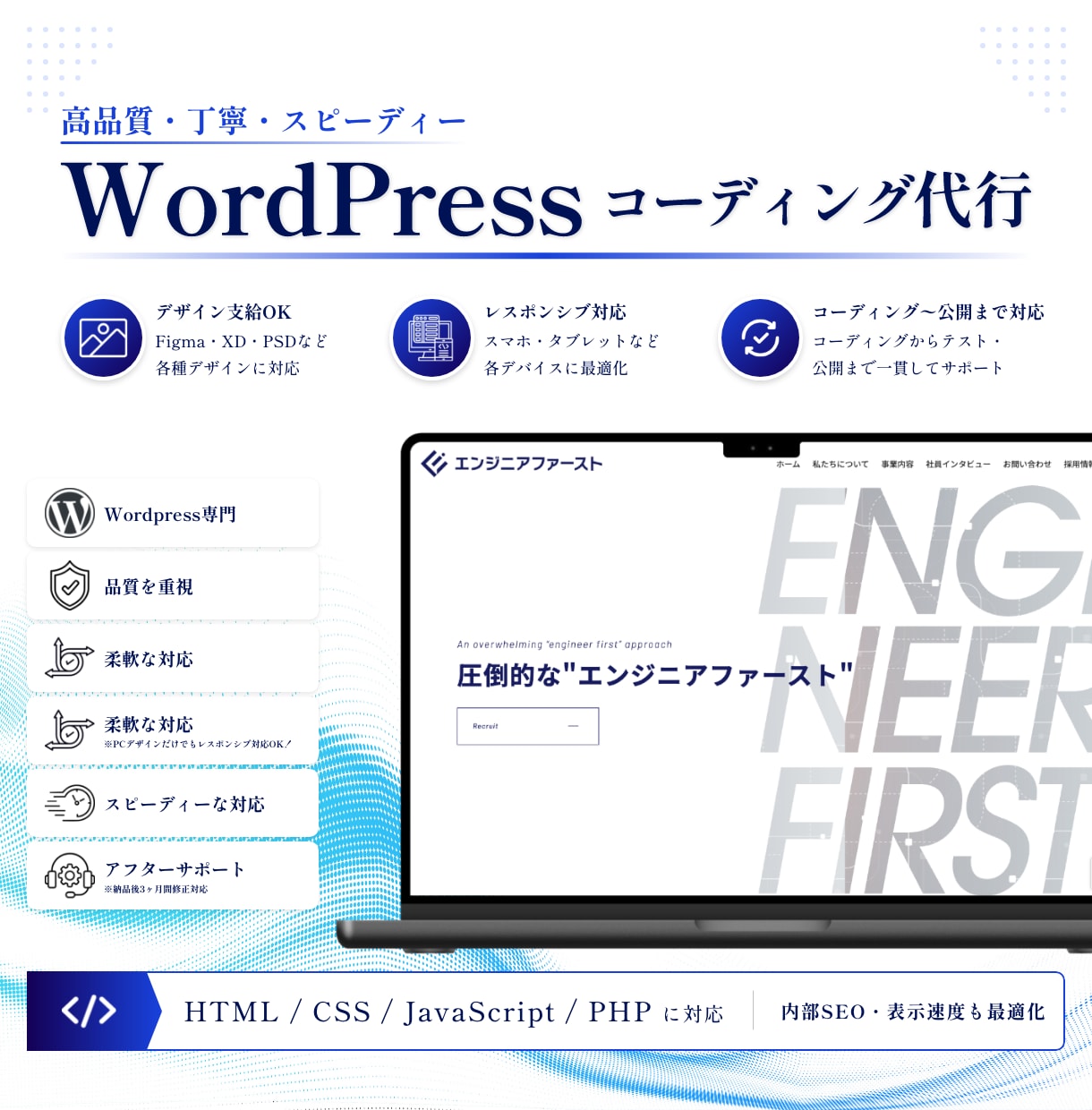 破格です。Wordpressコーディングします レスポンシブ対応！SEO対策！！アフターサポート！！！ イメージ1