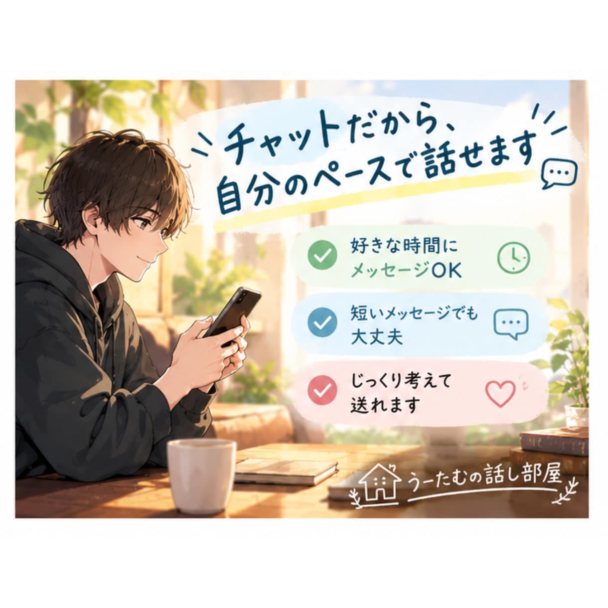 誰かに話したい…そんな気持ちを受け止めます 否定せずに、あなたの気持ちをゆっくり聞きます イメージ1