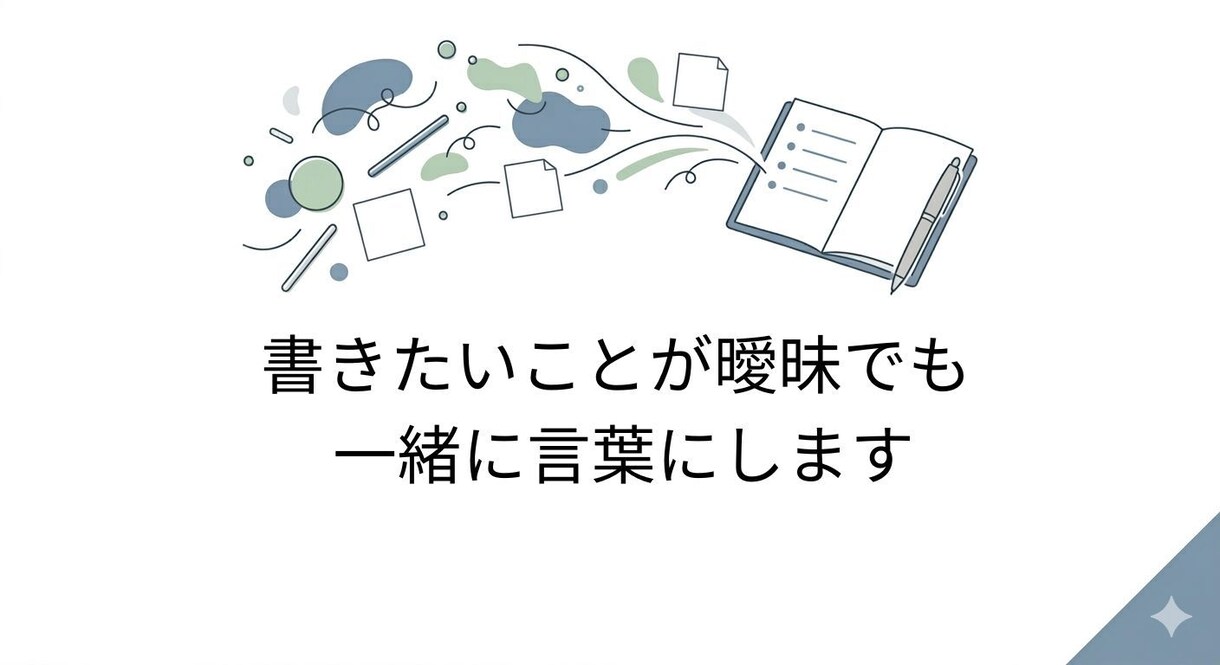 書きたいことが曖昧でも一緒に言葉にします 頭の中の想いを、伝わる形に整えます イメージ1