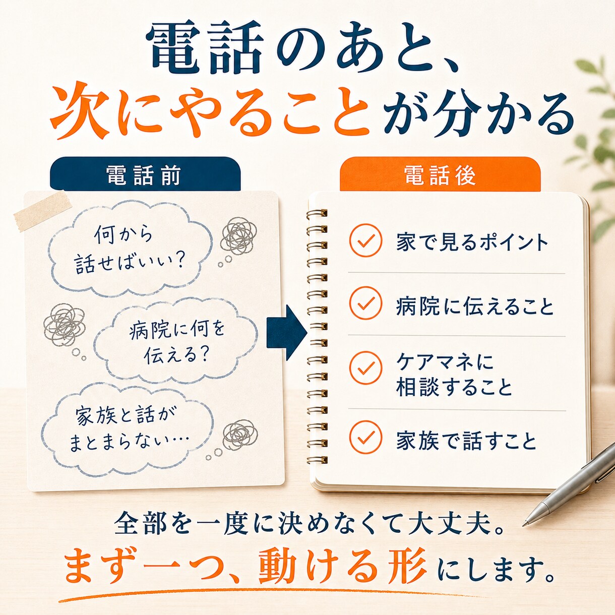親の在宅介護の困りごとを看護師目線で伺います 食事・排泄・入浴・認知症っぽい言動も相談できます イメージ3