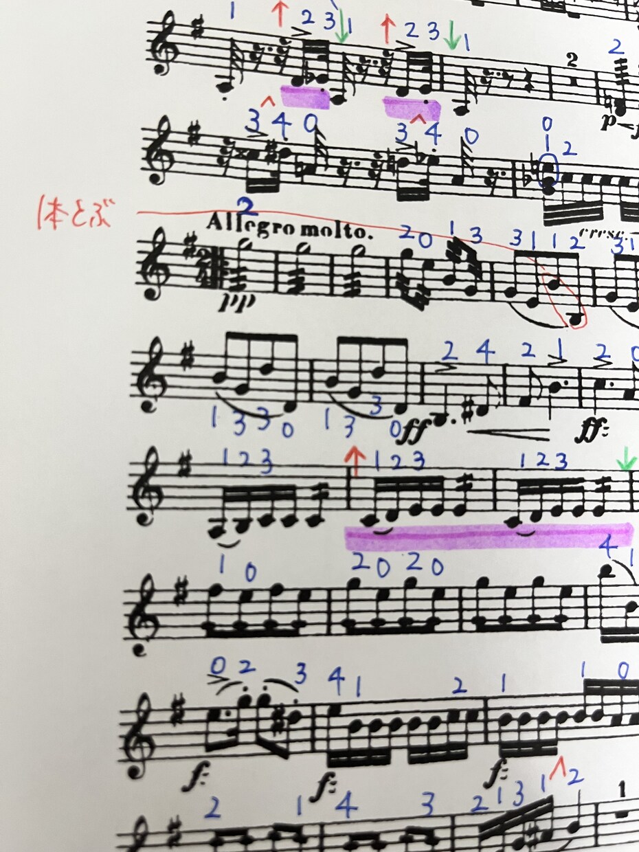 ヴァイオリンの楽譜に指使い書き込みます アマオケやグループレッスンでの演奏をサポート！ イメージ6